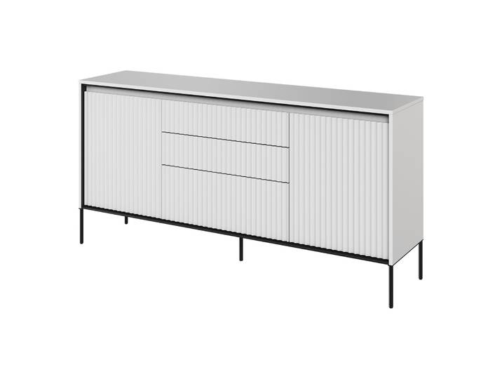 Zweiturige Kommode Trend 166 cm mit drei Schubladen und LED Weiß