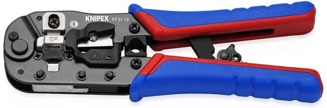 KNIPEX Pince à sertir RJ45 avec gaines multicomposants brunie 190 mm 97 51 13 SB (97 51 13 SB)