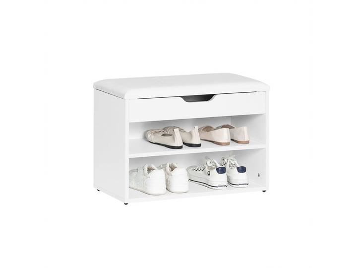SoBuy Banc de Rangement à Chaussures FSR25-W 2 étages avec Coussin Commode à Chaussures Confortable Blanc 60x30x44 cm