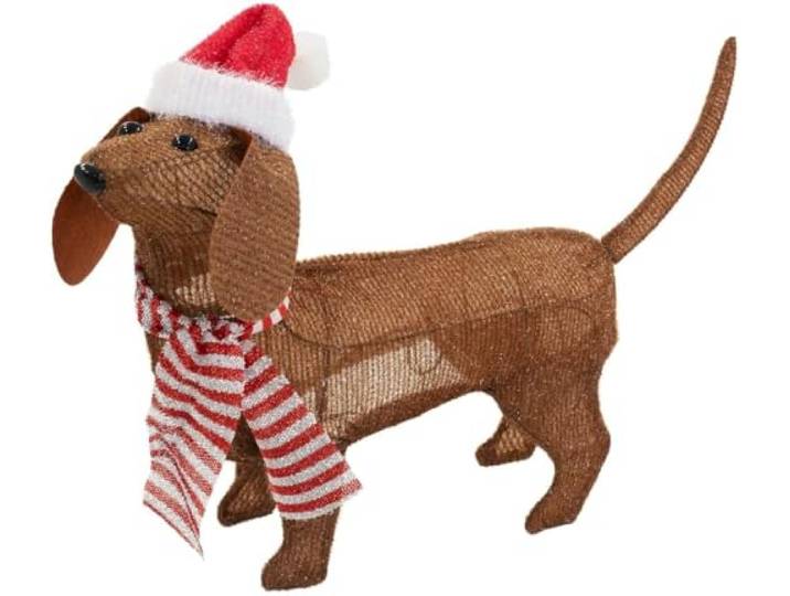 Statua Decorativa BASIC & CO Marrone Cane Cappello di Babbo Natale 70 x 12 x 43 cm