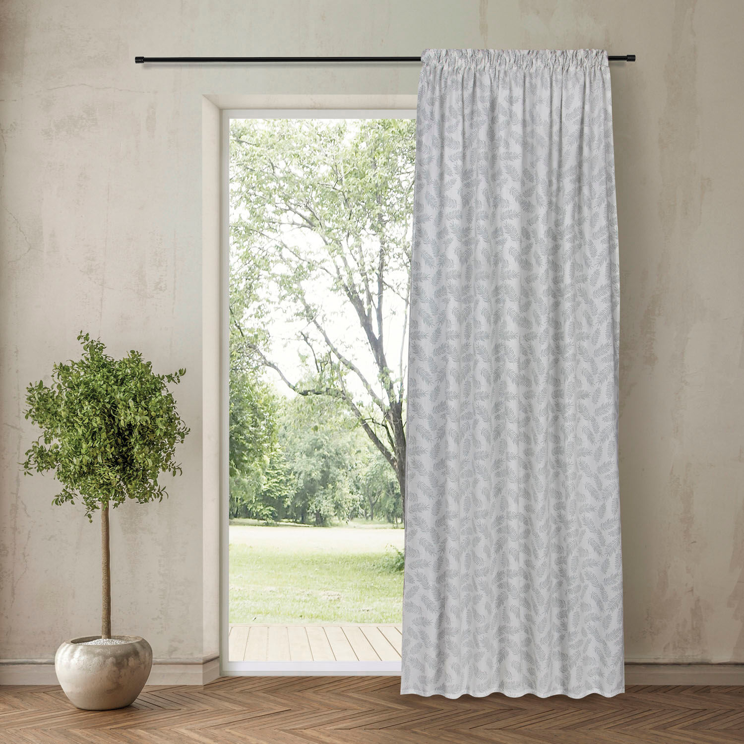 Gardine GERSTER "Lana" Gr. 1, grau, B:140cm H:245cm, Wirkware, Baumwolle, Gardinen, Gardine, Fertigschal aus Baumwolle grau 245cm, Kräuselband, 140cm