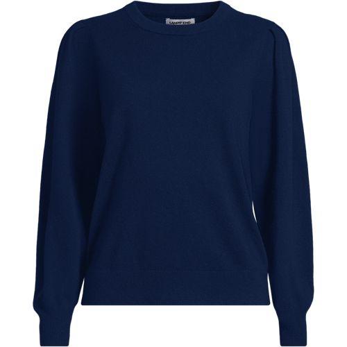 Kaschmirpullover mit Puffärmeln für Damen, Damen, size: regular, Blau, Kaschmir, by Lands' End
