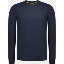 Feinstrickpullover mit Logo Blau XXL