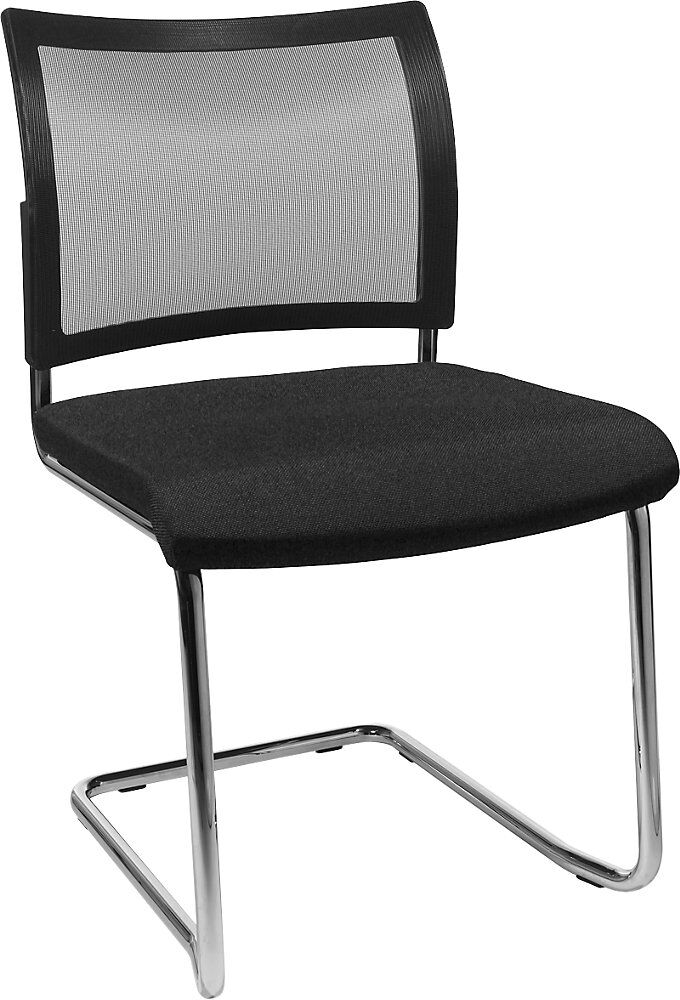 Besucherstuhl, stapelbar, Freischwinger, Netz-Rückenlehne, VE 2 Stk, schwarz Topstar