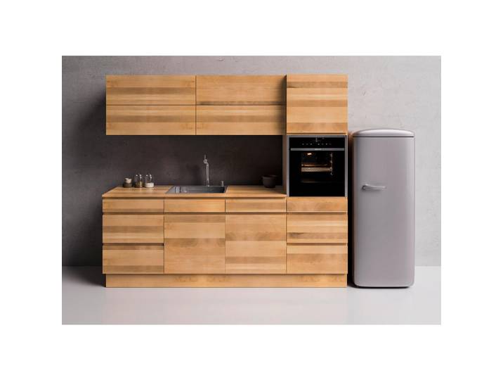 Oster Küchenleerblock Edition 150 GL, Kernbuche, Holz, 3-Schicht,3-Schicht,3-Schicht,3-Schicht, 2 Schublade(n) Schubladen, nur wie online abgebildet bestellbar, 240 cm, Made in Germany, seitenverkehrt erhältlich, vormontierter Korpus, Küchen, Küchenzeilen & Küchenblöcke, Küchenzeilen ohne Geräte