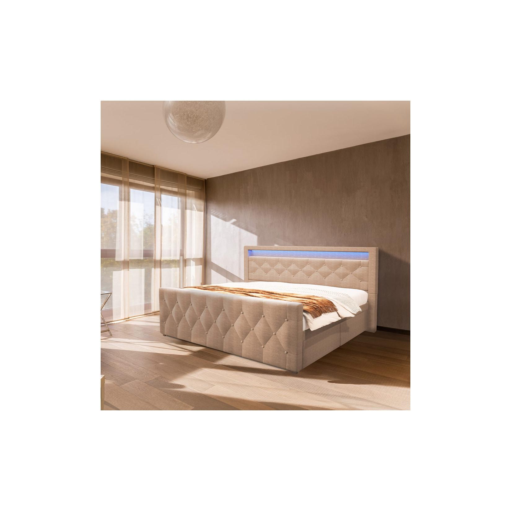 HOME DELUXE Polsterbett VELARA - 180 x 200 cm Beige