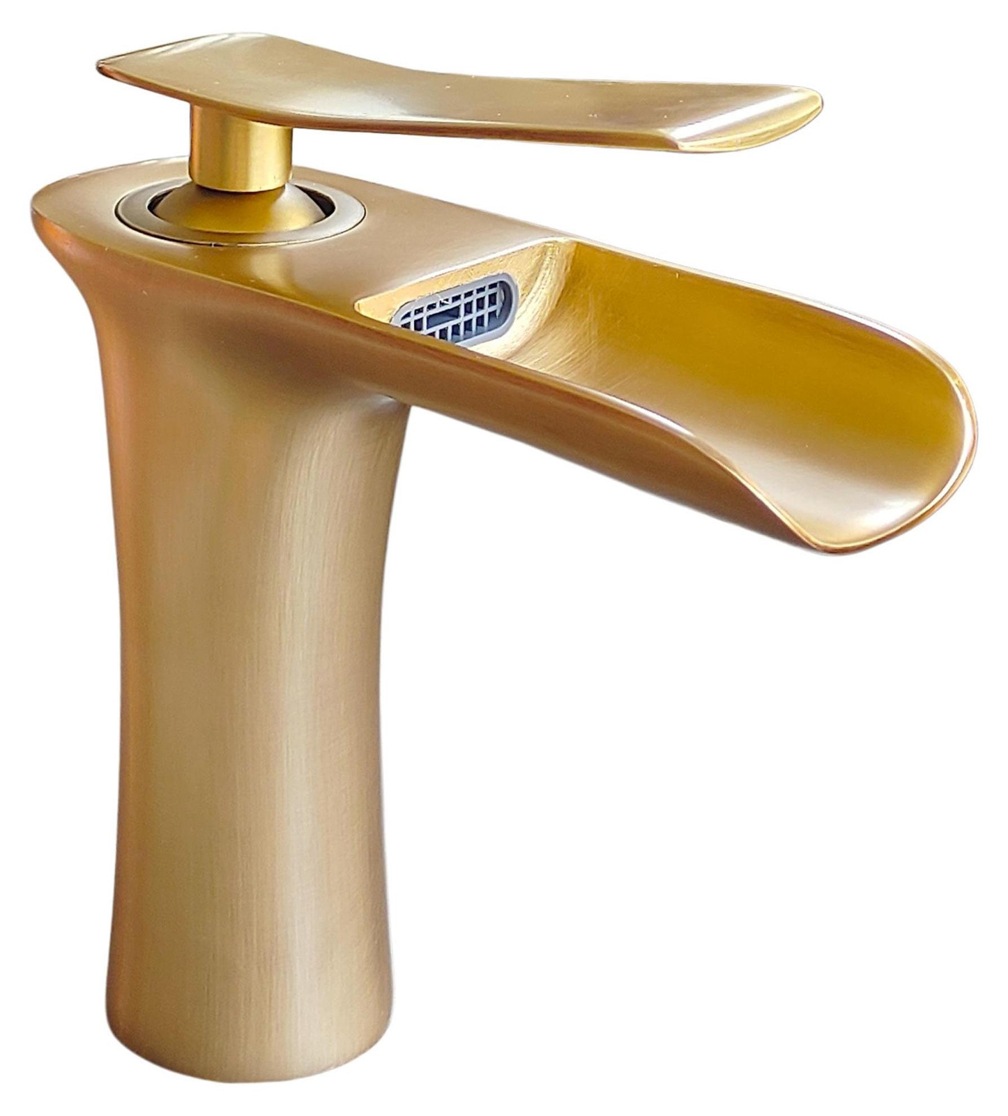 Dripio Wasbakmengkraan Watervalmodel Antiek Messing met Eén Hendel voor Montage in Eén Gat