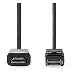 Nedis Displayport-Kabel - DisplayPort Stecker - HDMI Stecker - 1080p - Vernickelt - 2.00 m - Rund - PVC - Schwarz - Label
