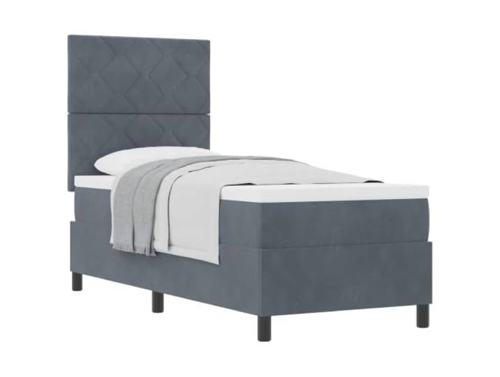 KTHLBRH Boxspringbett Boxspringbett Dunkelgrau 80x200 cm Samt Kopfteil in zwei Höhen verstellbar, aus technischem Holz und massiver Kiefer, Taschenfedern, mittlere Steifigkeit