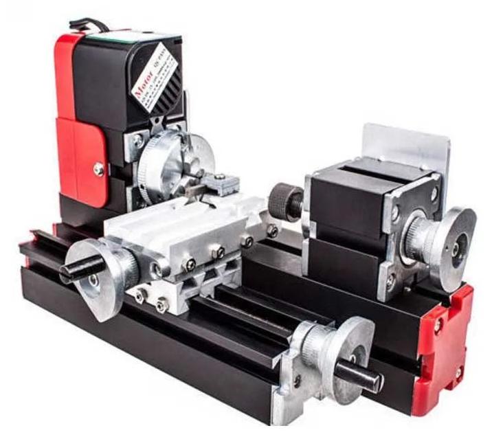 Mini Drehbank - Horizontale Tischdrehbank - 12 V DC 24 W - 20000 U/min - Für Holz, Kunststoff, weiche Metalle - EU-Stecker - Pink