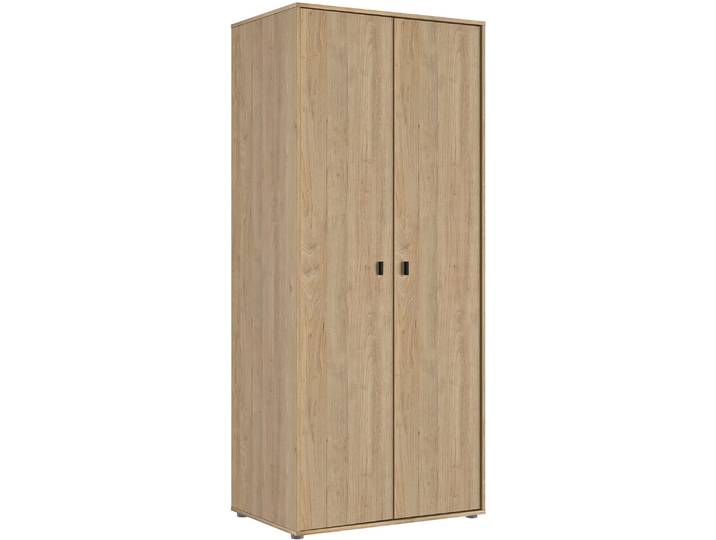 Kleiderschrank, Spanplatte, Kastanie Natur Nachbildung, 86×200×58 cm, 2-türig, Mit Einlegeböden, GAMI