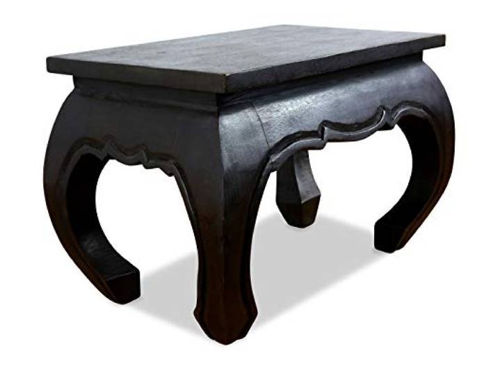livasia Opiumtisch aus Massivholz – 60x40x40cm – Handgeschnitzter Beistelltisch Holz aus Thailand, Einzigartig und Nachhaltig, Ideal für Wohnzimmer und Leseecken (schwarz)