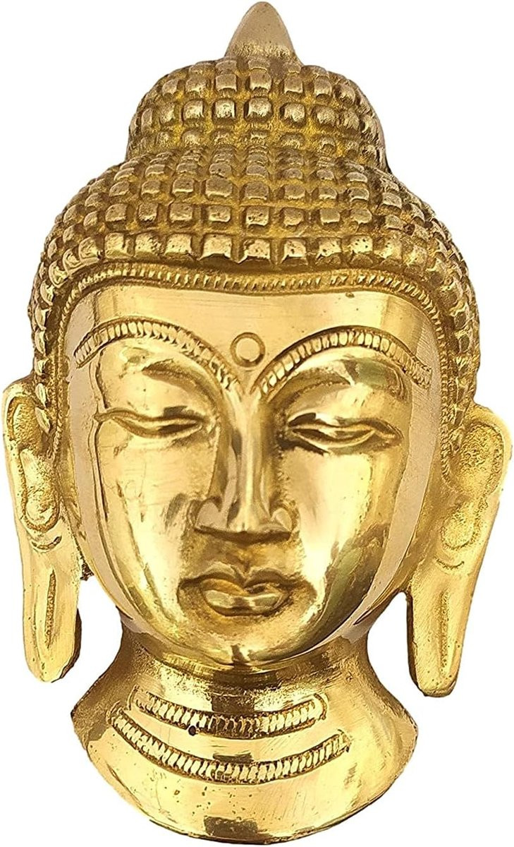 Boeddha muurdecoratie Messing beeld Goud Hoogte: 13 cm