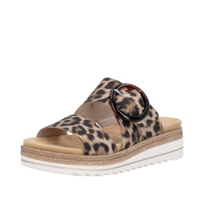 Keilpantolette REMONTE, Damen, Gr. 40, leo, Lederimitat, Schuhe, Schlupfschuh, Sommerschuh mit praktischem Klettverschluss