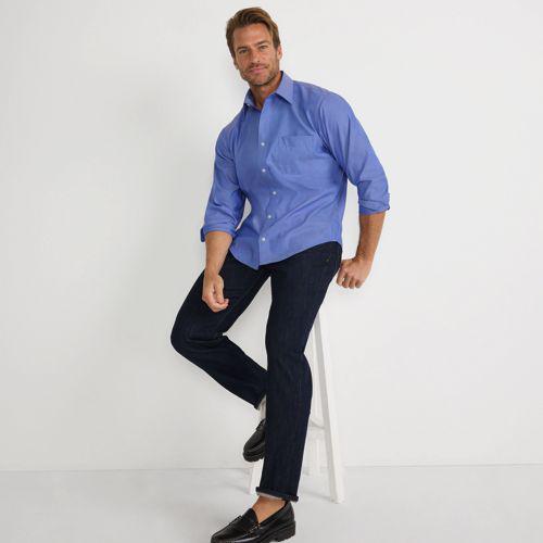 CLASSIC FIT. Klassik-Kragen. Bügelleichtes Pinpointhemd, Herren, size: regular, Blau, Baumwolle, by Lands' End