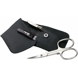 Erbe Maniküre Taschenetui mit Druckknopf Serie Siena, Schwarz, 3- tlg. - 9018