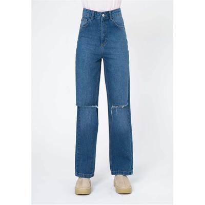 Bequeme Jeans FRESHLIONS "Sofia", Damen, Gr. M, EURO-Größen, blau, 100% Baumwolle, lang, Jeans, mit ausgestelltem Bein