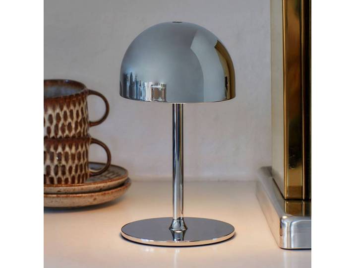Sirius LED-Akku-Tischleuchte Tim, chromfarben, Höhe 22 cm, IP54 Tim, für Wohn- / Esszimmer, Metall, Modern