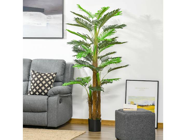 Outsunny Palmier Artificiel 1,85m Tronc Lichen Pot