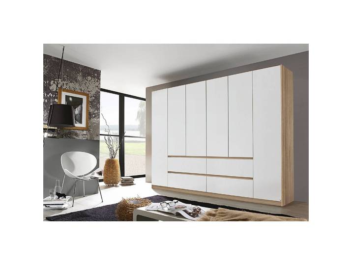 Drehtürenschrank Mainz 271cm Braun/Weiß/Alpinweiß/Eiche Sonoma Dekor Basic ohne Spiegeltür/-en