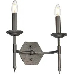 Elstead Lighting, Wandleuchte + Deckenleuchte, Crown Wandleuchte E14 2-fach Eisernes Tor-Farbe (E14)