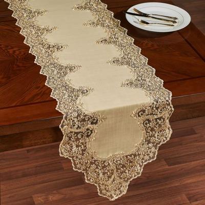 Touch of Class Florentina Table Runner Antique Gold, 16 x 72, Antique Gold
