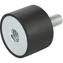 GUMMIPUFFER TYP B INNEN- UND AUSSENGEWINDE, M12 M12X37, D=75, H=40, STAHL, KOMP:ELAST. NATURKAUTSCHUK SHORE