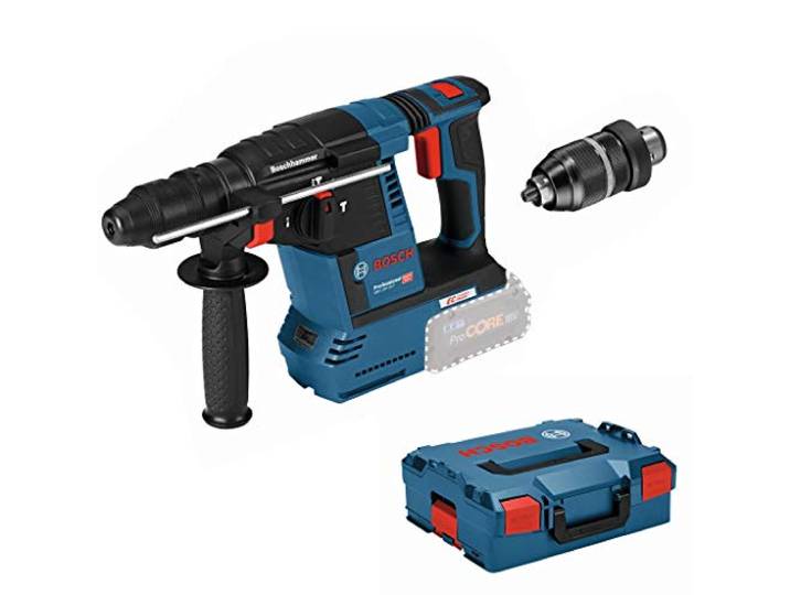 Bosch Professional 18V System perforateur sans-fil GBH 18V-26 F (avec poignée auxiliaire\, butée de profondeur\, chiffon\, mandrin interchangeable SDS plus\, L-BOXX)