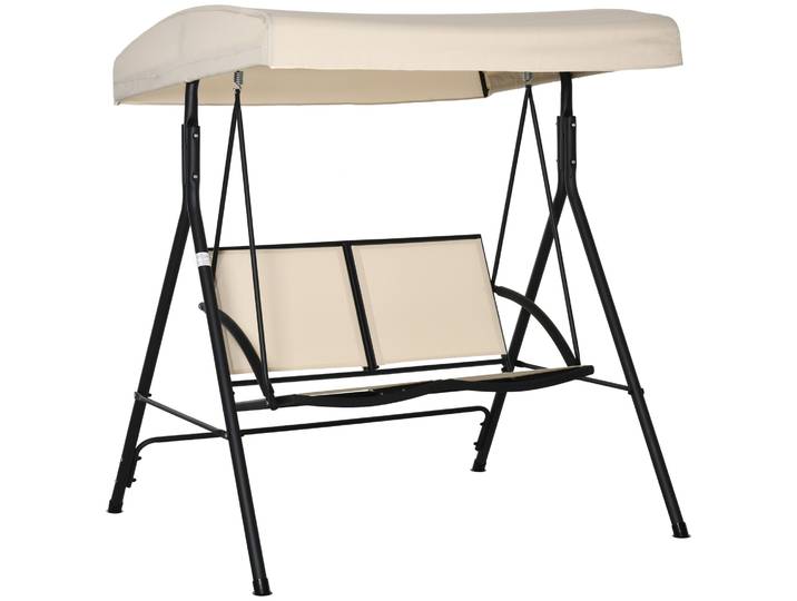 Balançoire de jardin Outsunny en acier, gris foncé Textilène 140X118X162 cm