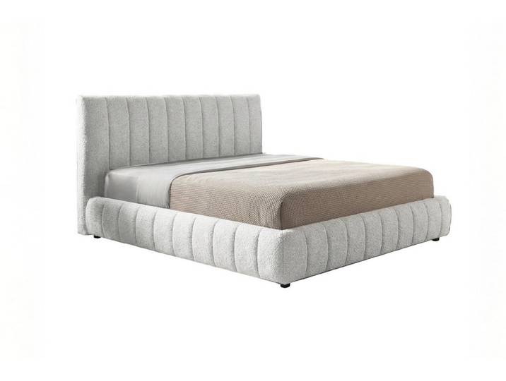 KAWOLA Polsterbett ALIOTTA Bouclé - Struktur trifft Design - Wohnlicher Look, Inklusive Lattenrost 3-fach höhenverstellbar - Komfort neu definiert