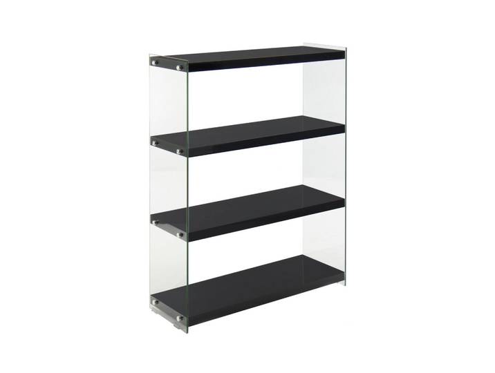 Kayoom Regal, Schwarz, Glas, Holzwerkstoff, 4 Fächer, 83x113x29.5 cm, Wohnzimmer, Regal, Bücherregale