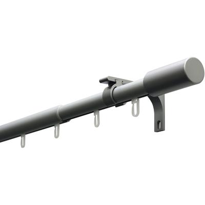 Gardinenstange GARDINIA "Set" Gr. 1, grau (aluminiumfarben), Ø:22mm, Gardinenstangen, 1-Lauf
