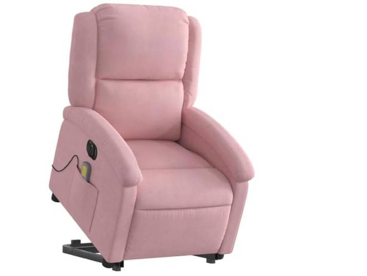 NLQMSU Elektrischer Massagesessel, neigbar, Velours, Rosa 6 Massagepunkte, Fernbedienung im Lieferumfang enthalten, Neigung 135 Grad, elektrisches Heben, USB 5 V, Seitentasche