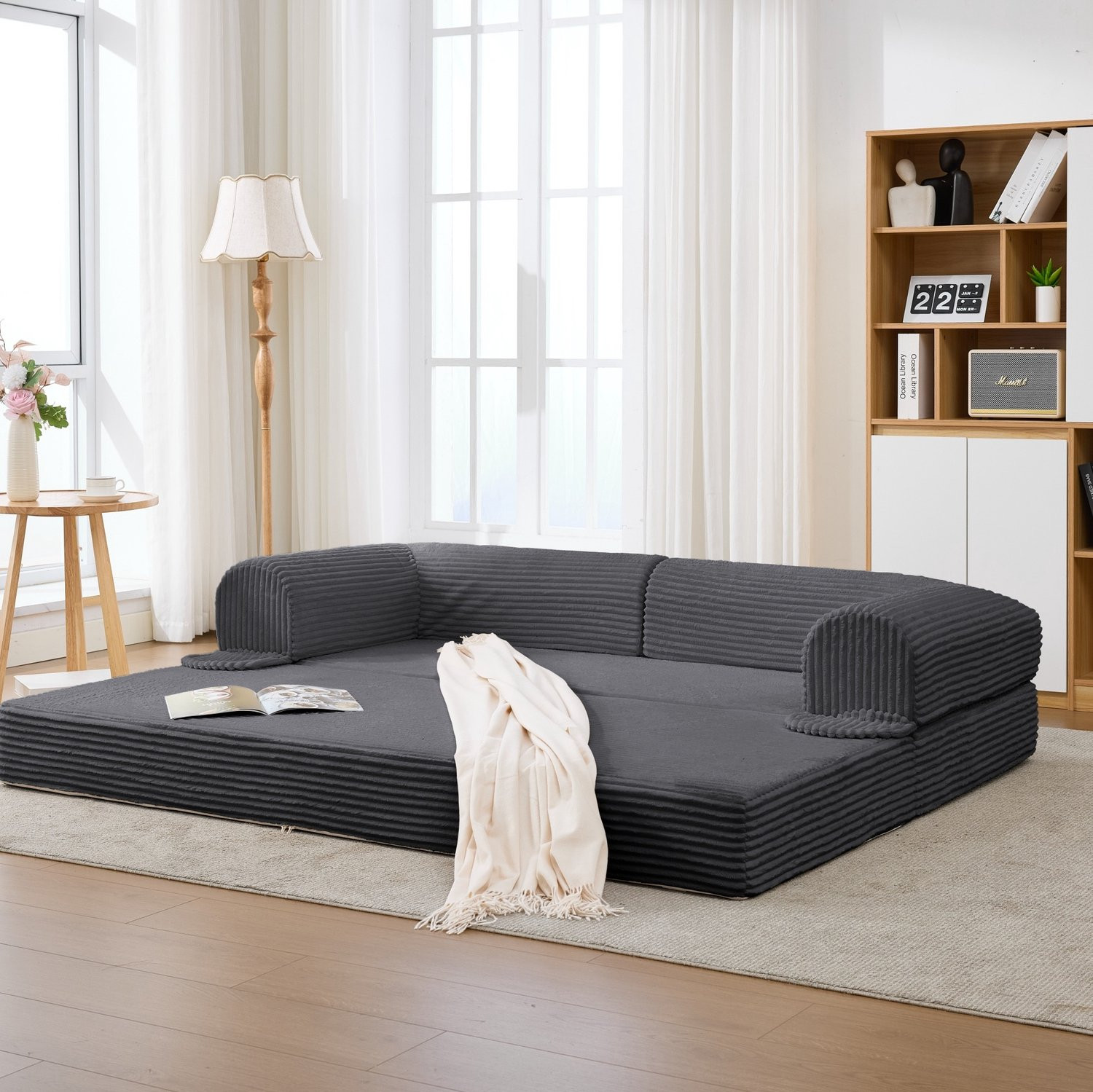 CHICFURN Slaapbank - Uitklapbaar Vloermodel - Grijs