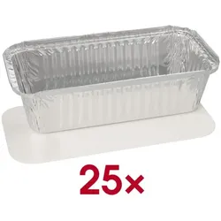 STARPAK Aluschalen mit Deckel 1 L 25 Stück silber, 21.3x5.4x11 cm