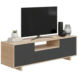 Dmora TV-Ständer Visalia, Wohnzimmer TV-Sideboard, 3-türiger TV-Ständer, Niedriges Sideboard für Wohnzimmer, 150x41h46 cm, Eiche