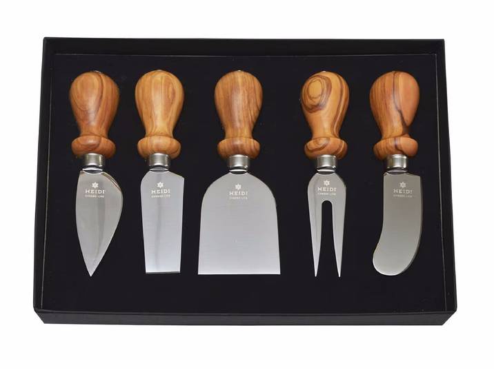 Heidi Cheese Line Cheese Line Olivenholz Geschenkset Käsemesser – Küchenmesser – braun
