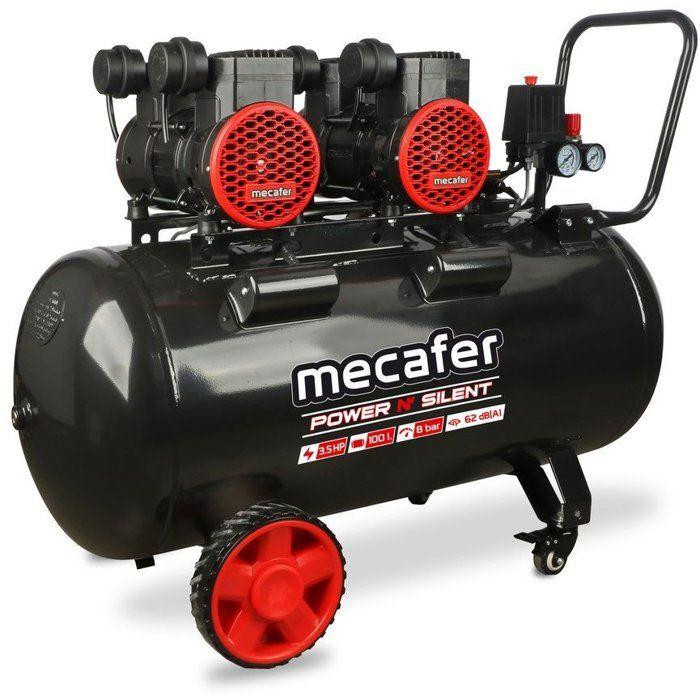 Mecafer Power N'Silent Horizontale compressor, 100 liter, 3,5 pk, geluidsdempend