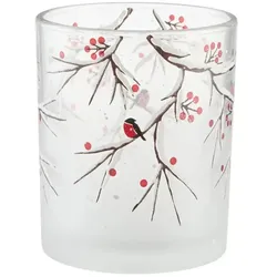 HOME STORY Teelichtglas Zweige   ¦ weiß ¦ Glas ¦ Maße (cm): H: 7,4  Ø: 6.2