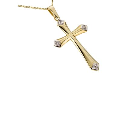 Kettenanhänger FIRETTI "Schmuck Geschenk Gold 333 Halsschmuck Anhänger für Halskette Kreuz", weiß (gelbgoldfarben, weißgoldfarben, weiß, wweiß), Schmuckanhänger, Damen, 0,01 P2 = erkennbare Einschlüsse, Diamanten Gelbgold 333, 1,6 g, Diamanten,...