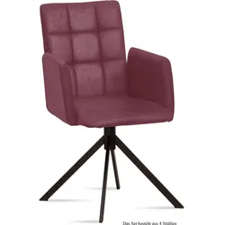ARMLEHNSTUHL (4er-Set) Drusi 52x91x60 Schwarz/Marsala