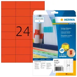 HERMA Farbige Etiketten A4 70x37 mm rot Papier matt 480 St.