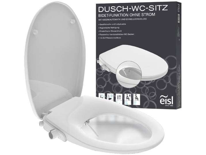Dusch-WC-Sitz EISL Bidet Einsatz , weiß, B:370cm H:6,3cm L:475cm, Thermoplast, WC-Sitze, Dusch-WC-Sitz, Absenkautomatik, Schnellverschluss