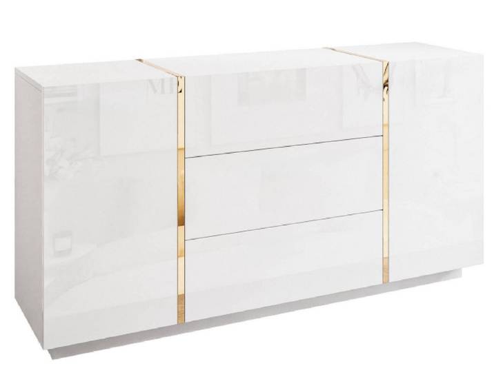 yourhouse24 Kommode ONYX Sideboard Hochglanz Push-Open / Goldgriffe 158 cm