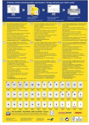 Avery Universaletiketter   70 X 42,3 Mm  2100 Stk.