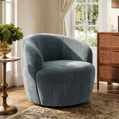 Housely "28.5"" Wide Modern Chenille Swivel Barrel Accent Chair Single"