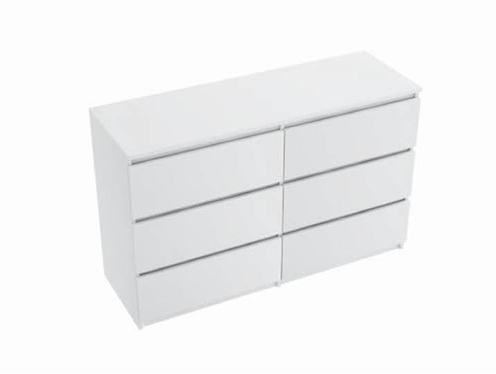 EMIX24.DE Kommode mit 6 Schubladen, Weiß, Holz, 120 x 76 x 35 cm, Modernes Sideboard für Schlafzimmer