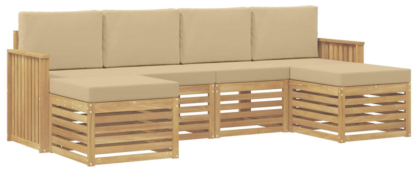 Garnitur aus 6 Outdoor-Sofas, Farbe Beige, Material: Polyester
