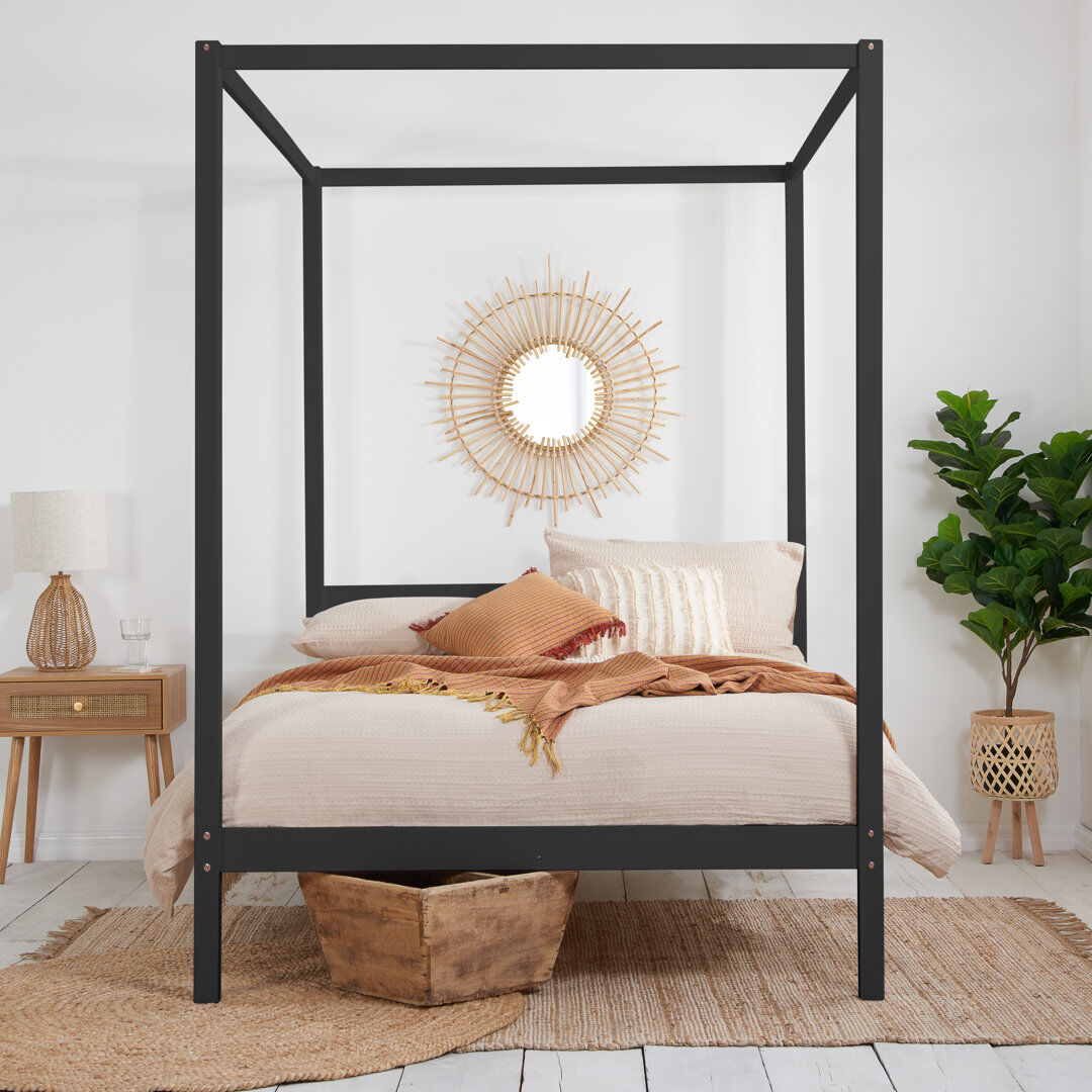 Brayden Studio Ayzia Four Poster Bed Black Double (4'6)