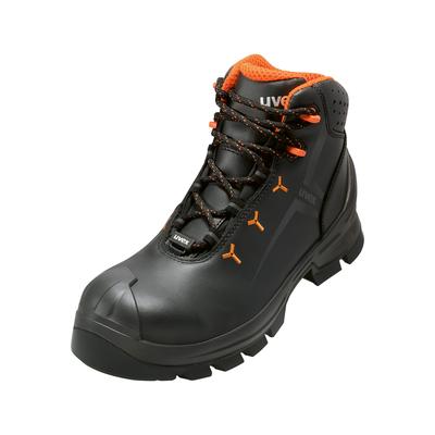 Sicherheitsstiefel UVEX "2 MACSOLE Stiefel" Gr. 38, schwarz (schwarz, orange), 38, Obermaterial: 100% Lederimitat synthLeather., Schuhe